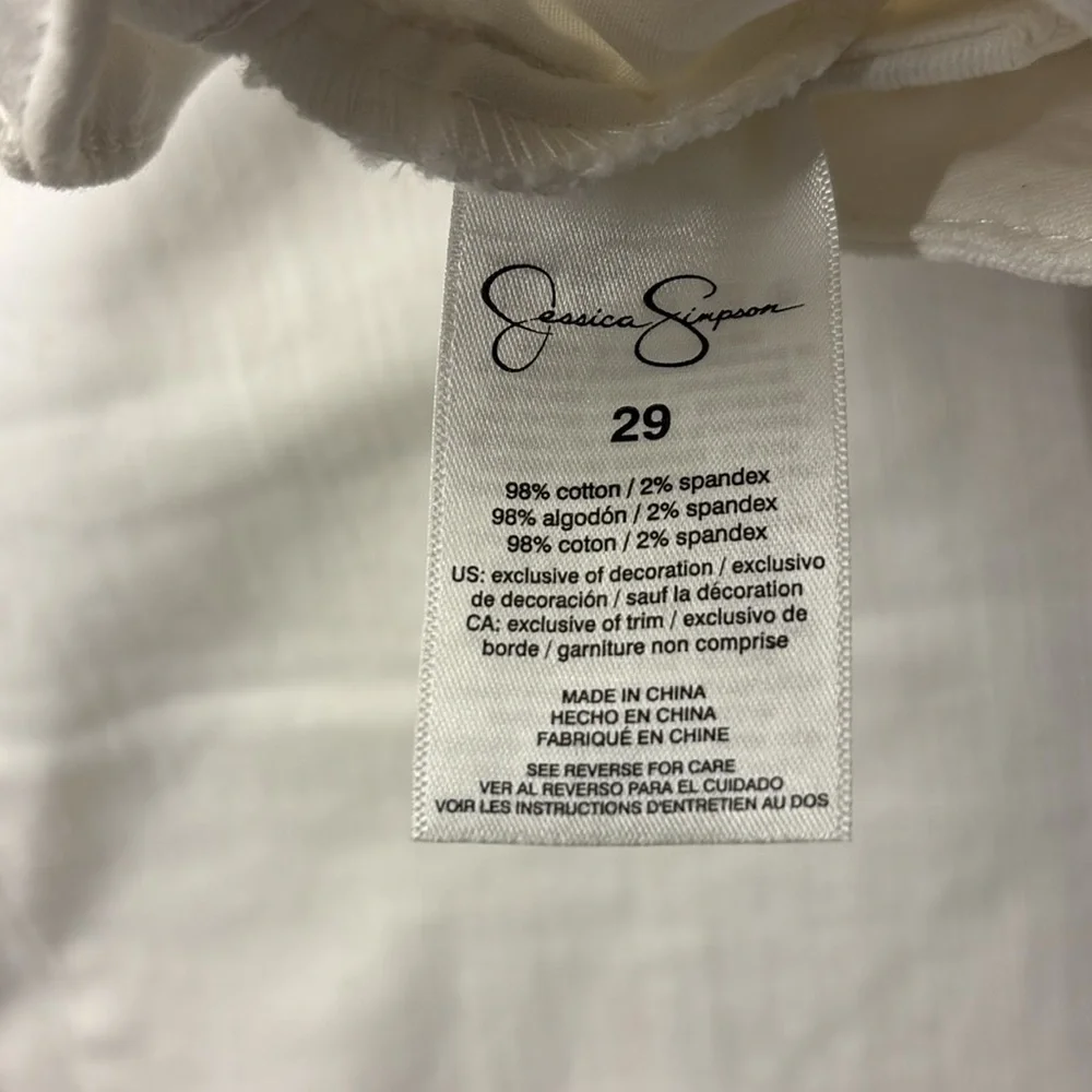 Jessica Simpson High Rise Straight Leg Ankle Cutoff Frayed Jeans  29 White Pants - Picture 10 of 11